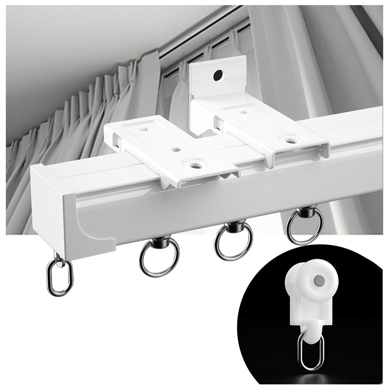 Rail en aluminium de 3,1 m pour douche coulissante blanc support rigide