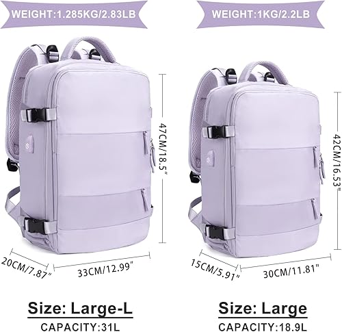 Miniatura 3 de coowoz Mochila de viaje grande para mujeres y hombres,Mochila de transporte,Mochila de senderismo impermeable para deportes al aire libre, Púrpura,