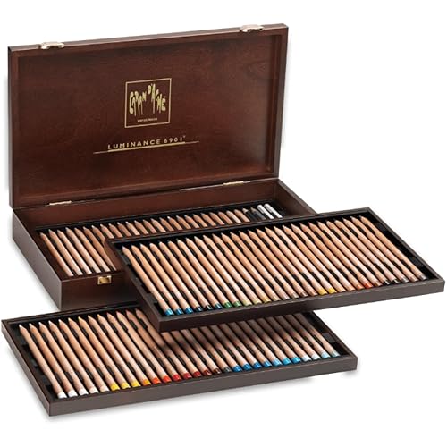 CREATIVE ART MATERIALS Caran D'ache Luminance Colored Pencil Sets Set of 80 Wood Box (6901.476)