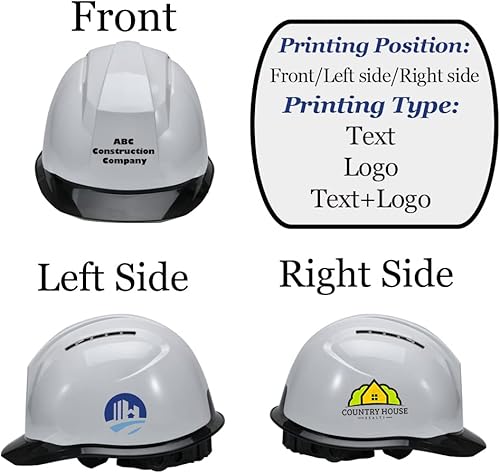 Miniatura 2 de Casco de seguridad personalizado para trabajos de construcción, con suspensión de trinquete ajustable, ala completa con carcasa de abdominales