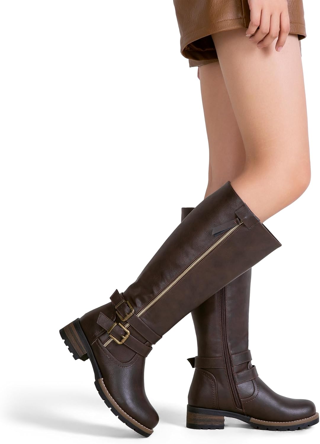 Jeossy Knee High Boots for Women, Classic Tall Riding Boots Low Heel with Inside Zipper Works and Outside Zip Decorative - Image 2