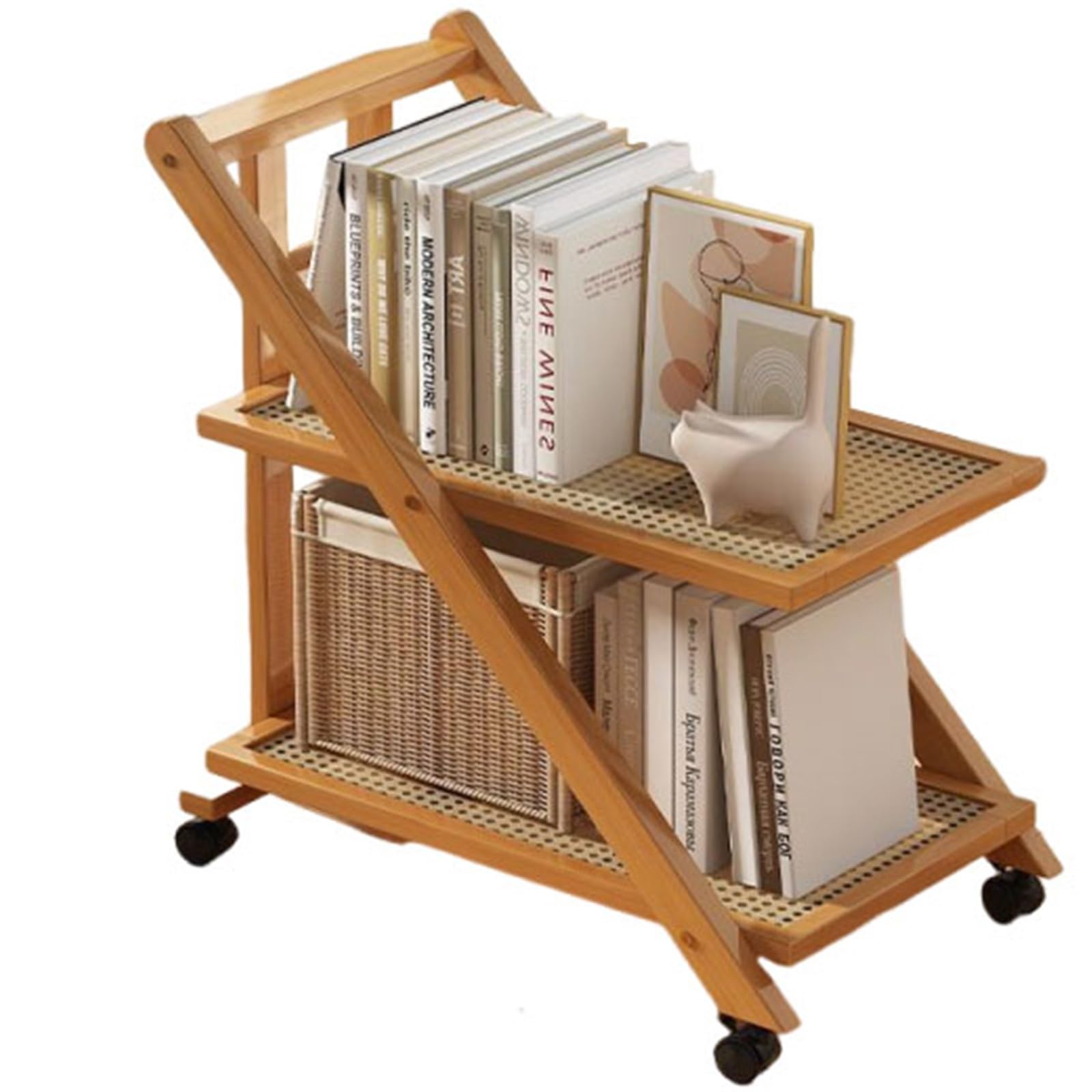 Camarera para Bebidas De Madera Plegable, Carrito con Ruedas, Portátil Y Multifuncional, Ideal como Carrito De Servicio para Cocina, Comedor, Sala, Bar, Terraza(B,57x43x32cm)