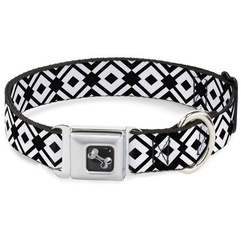 Collier de chien Buckle Down motif aztèque noir blanc réglable 11-43.2cm