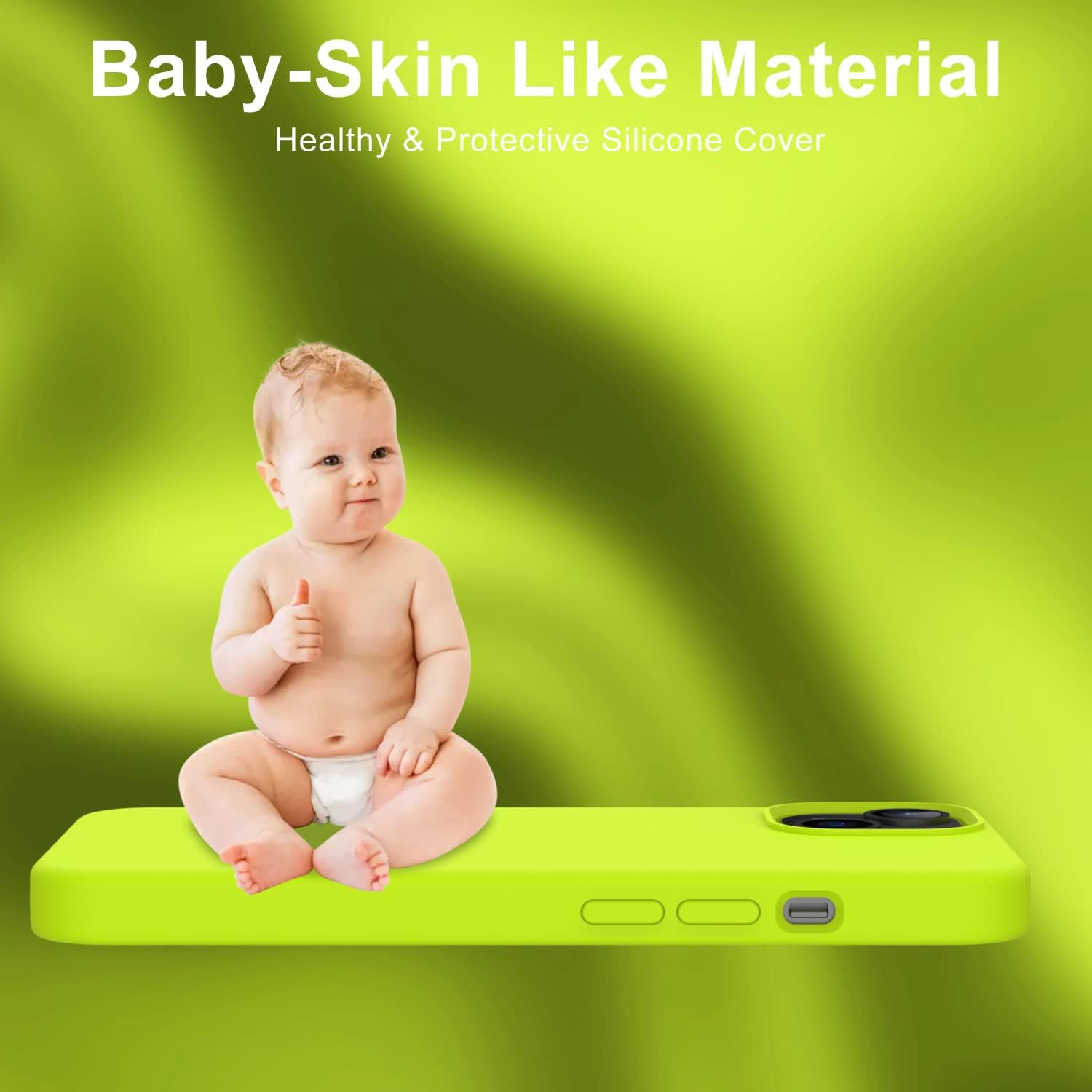 DEENAKIN iPhone 14 Case,iPhone 13 Case with Screen Protector,Soft Flexible Silicone Gel Rubber Bumper Cover,Slim Fit Shockproof Protective Phone Case for iPhone 13,iPhone 14 6.1" Fluorescent Green
