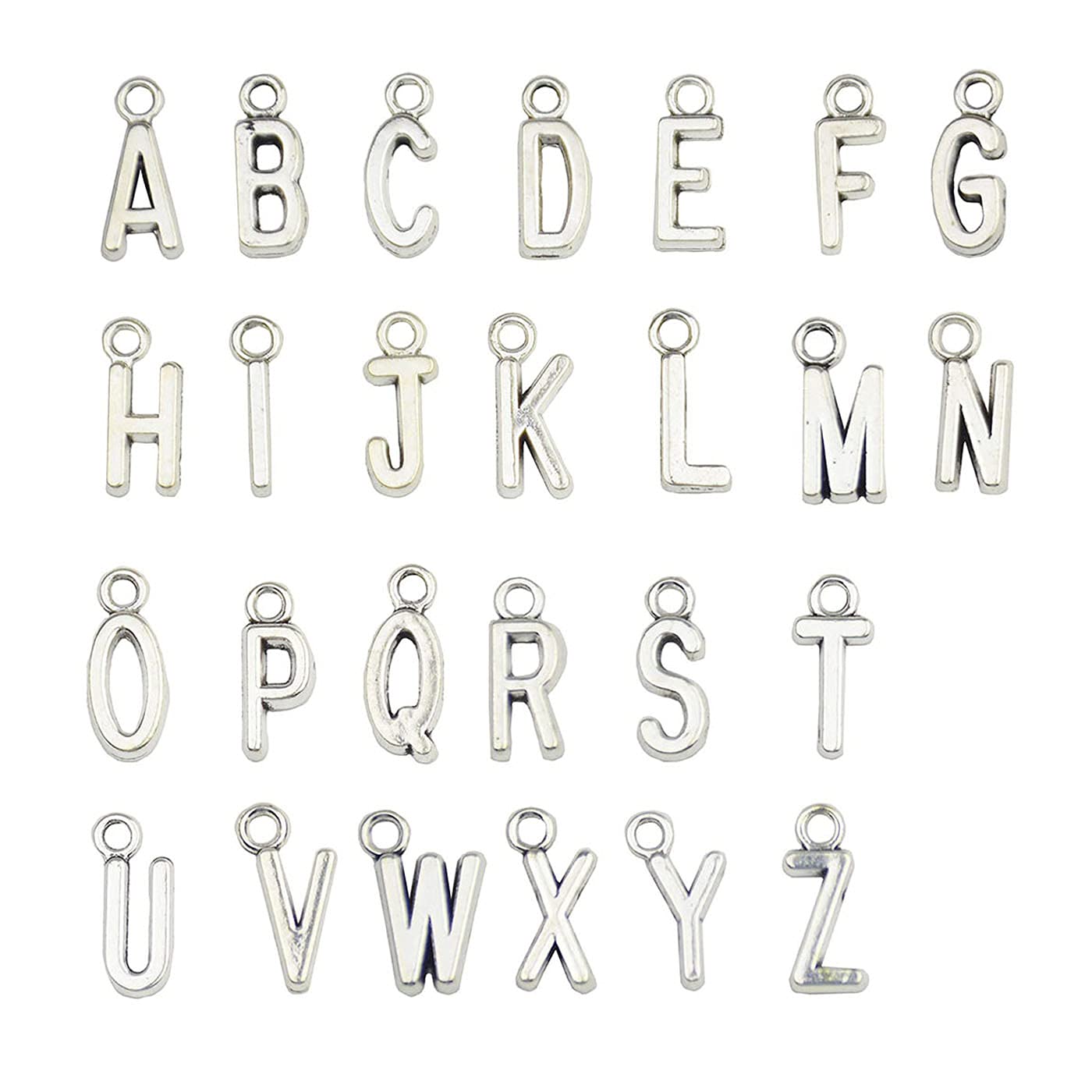 NA 104 Pcs Letter A-Z Stainless Steel Pendants Charms Metal Alphabet Charms Assorted Bulk Lots Letter Charms for DIY Crafts Jewelry Making Accessories