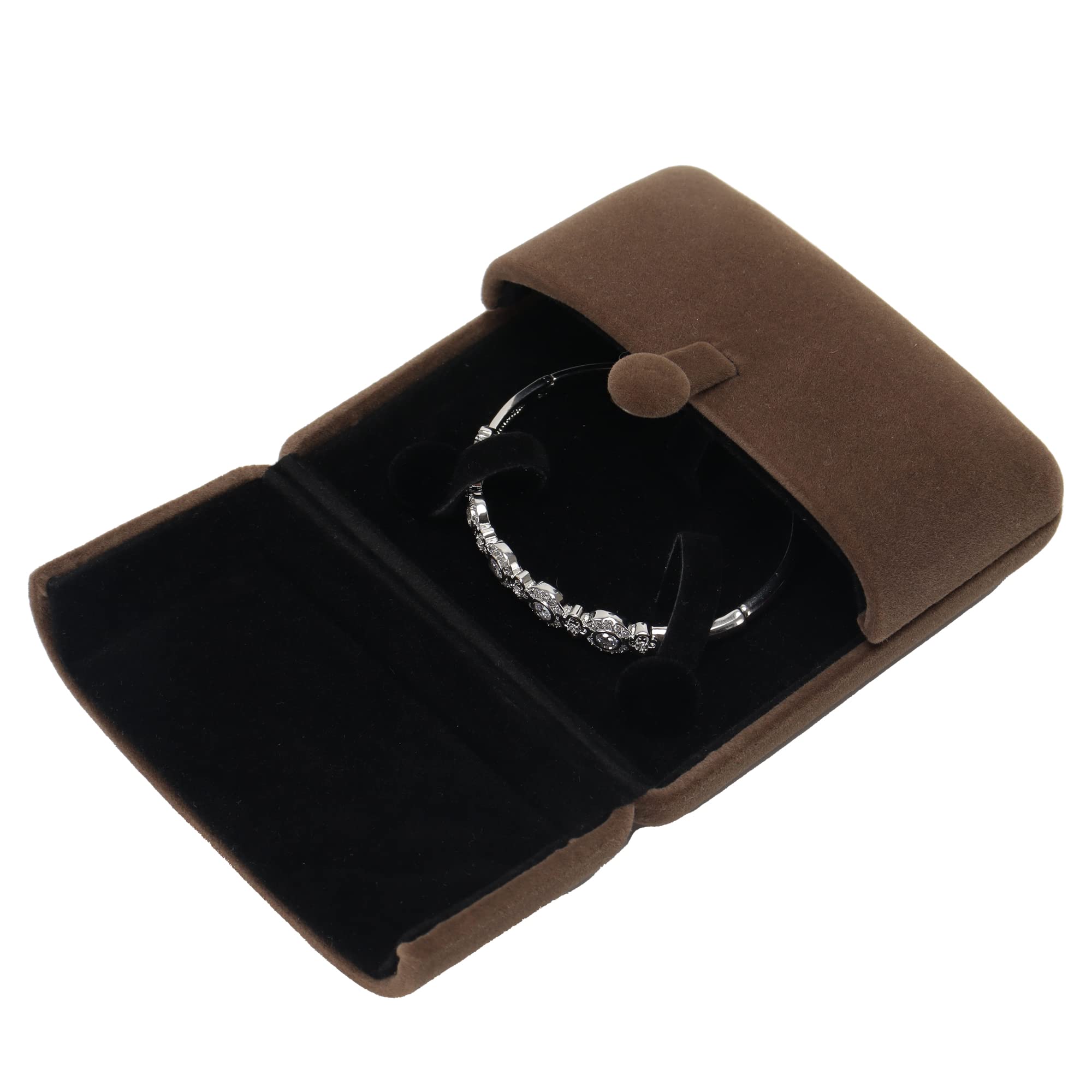 Photo 1 of 3 of- Bracelet Gift Box Premium Velvet Jewelry Bangle Holder Case Jewelry Organizer Box Jewelry Display Storage Case for Birthday, Wedding, Valentine's Day, Anniversary(Brown) 3-Brown Bangle Box