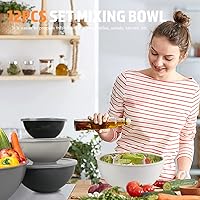 Vista 7 de BoxedHome Tazón redondo de plástico sin BPA con tapas, paquete de 12 tazones anidables con tapas, aptos para microondas y lavavajillas, cuencos