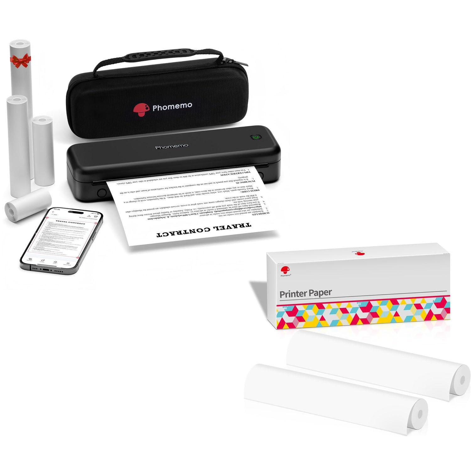 Phomemo Imprimante Portable M834 et 2 Rouleaux de Papier Thermique A4