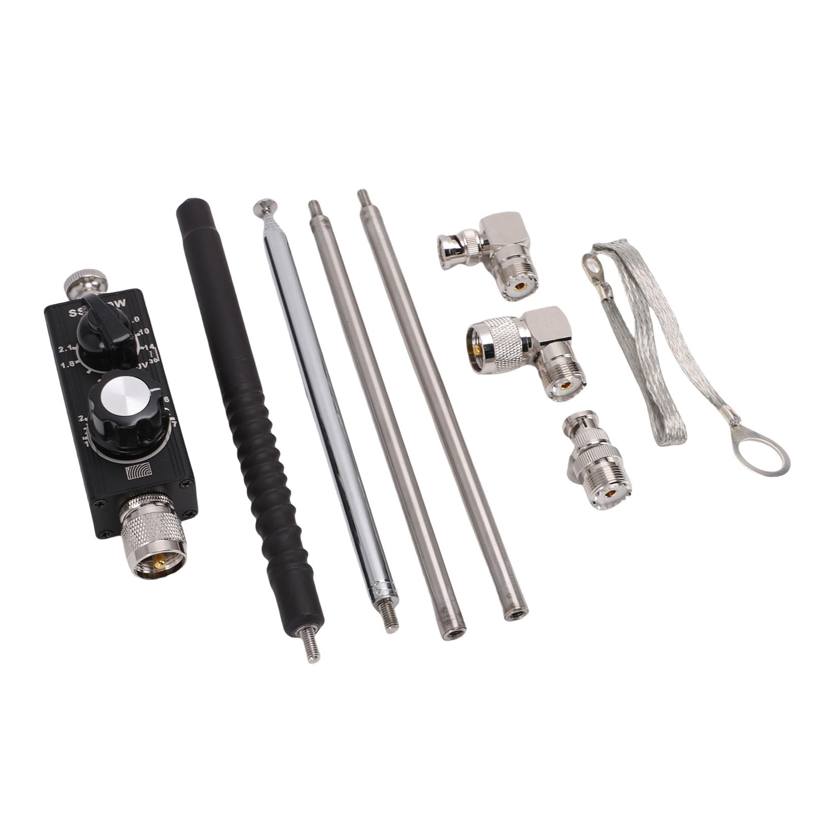 Eujgoov Antena de Onda Corta QRP de 1, 8 MHz-30 MHz, Acero de Aleación de Aluminio, Mini Antena Portátil para Radioaficionado, Comunicación Multibanda y Sintonizada Ajustable VHF UHF