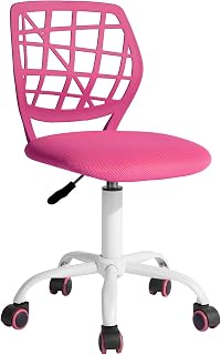FurnitureR Silla de Escritorio, Moderno diseño Ajustable, para Ordenador, giratoria, sin reposabrazos, para habitación de los niños, Trabajo en casa, Oficina, Rosa