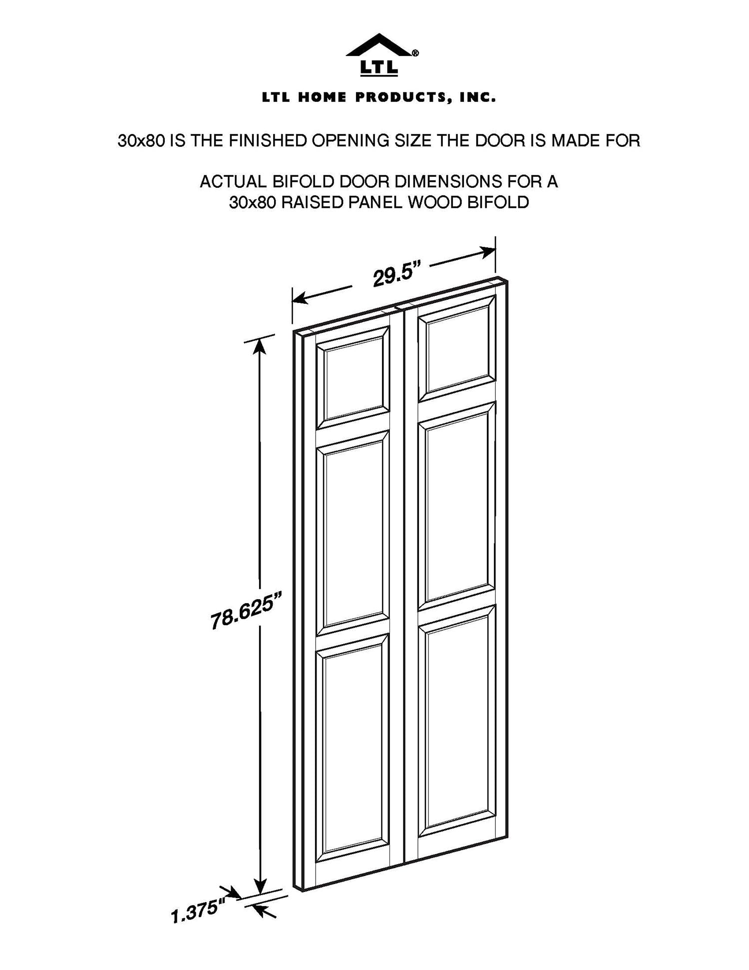 LTL Home Products 810620 Raised Panel Bifold Interior Wood Door