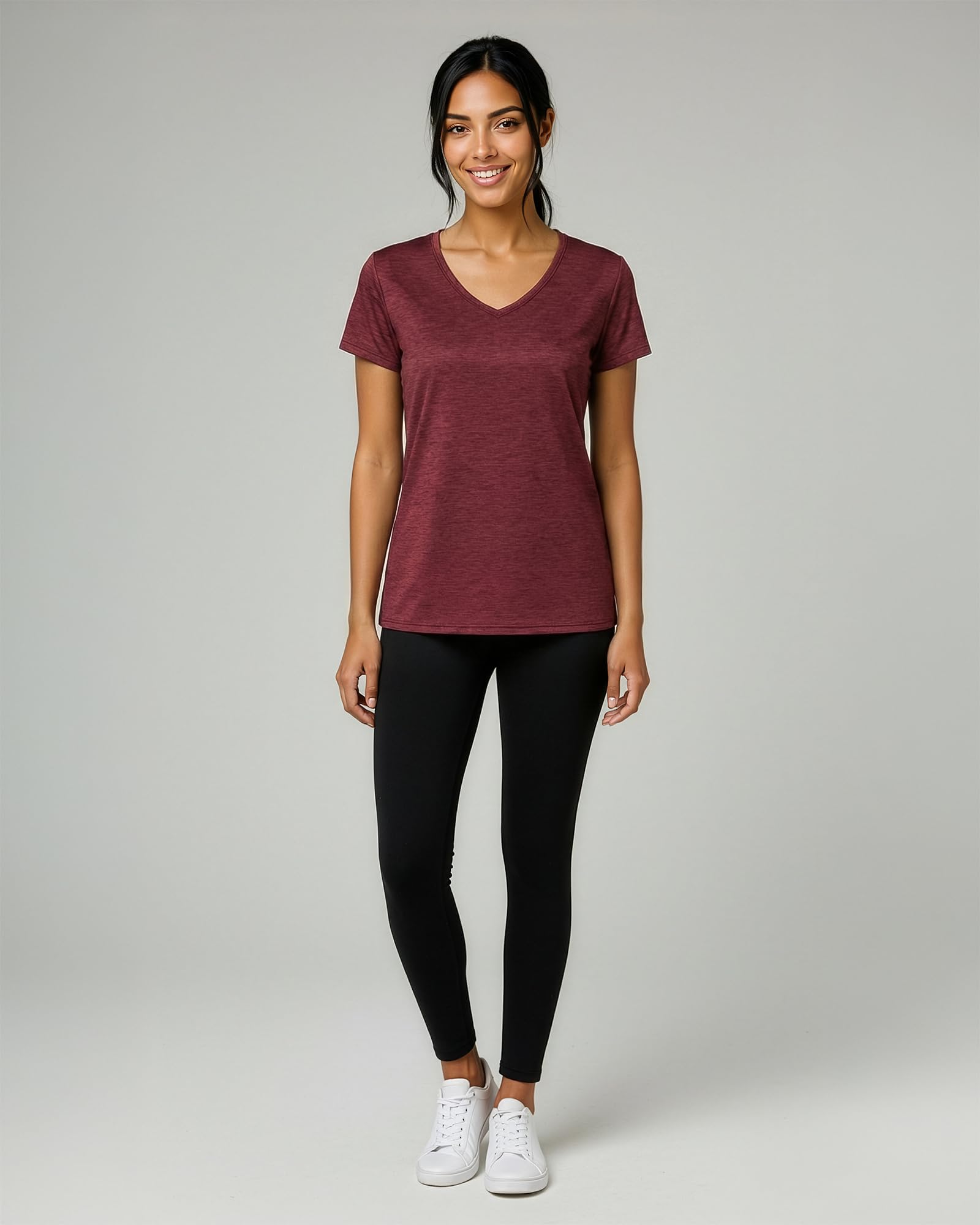 Real Essentials Ladies Dry Fit V Neck T-Shirt Donna (Pacco da 5)