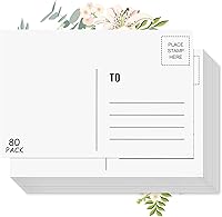 COIDEA 80 Blank Postcards for Mailing - 300 GSM 4x6 White Cardstock, Printable Mailable Bulk for Birthdays, Thank You, Business