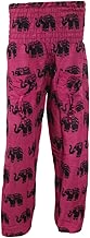 Women's Loose Pant Pink Elephant Print Rayon Harem Pants S/M