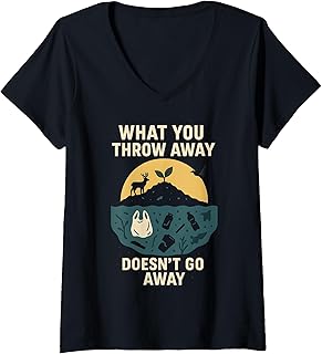 Womens Zero Waste Awareness Climate Change Eco Activist Landfill V-Neck T-Shirt