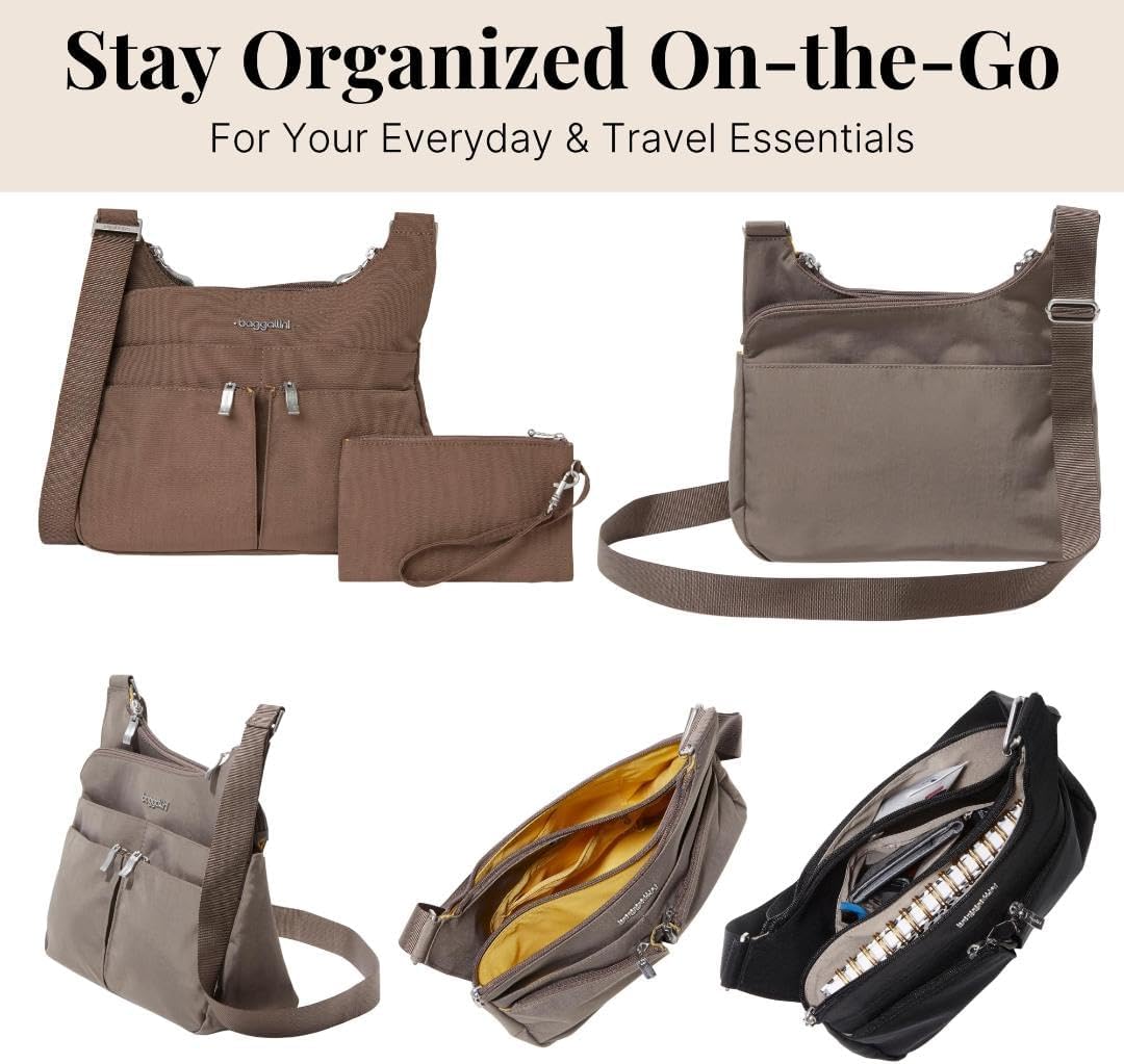 Baggallini Crossbody Travel Bag 11x8.5 Lightweight Water-resistant Nylon Handbag - Image 4