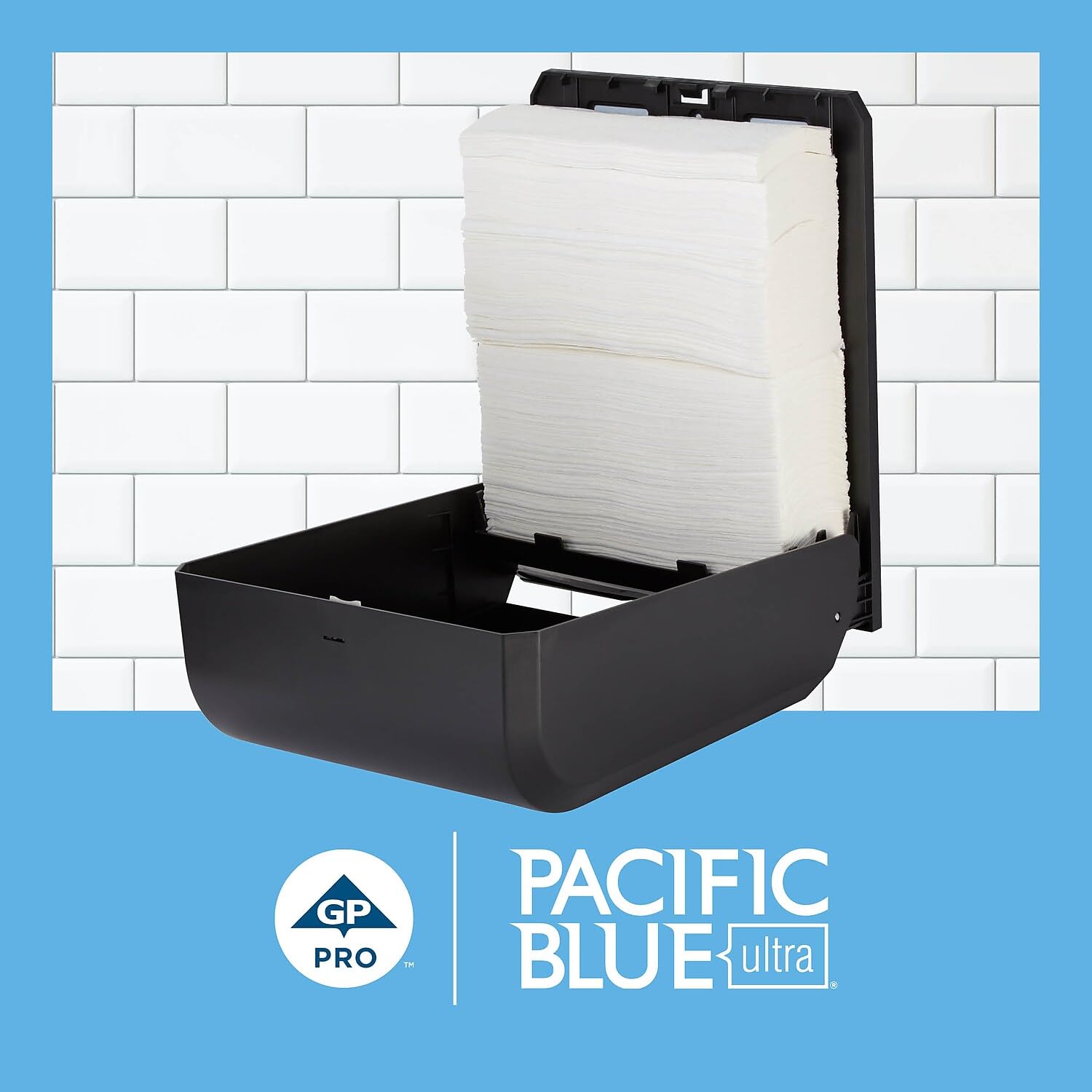 Toalla de papel plegable en Z azul Pacífico de GP Pro, blanco, 260 toallas por paquete, 10 paquetes por caja
