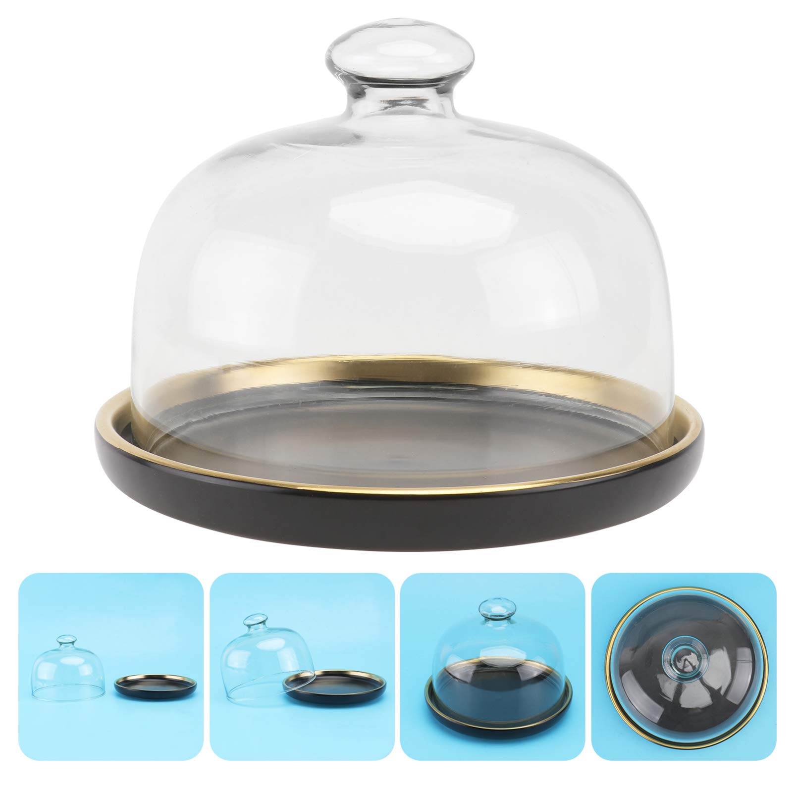 Plateau à Gâteau En Céramique Avec Cloche En Verre - Présentoir Et Protection Pour Gâteaux, Tartes