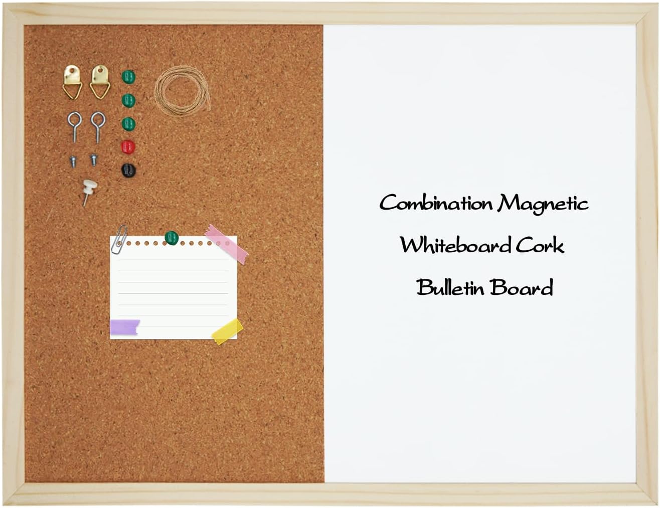 GDMINLO 16.5"x12.6" Dry Erase Cork Board, Bulletin Combination Board, Notice Pin