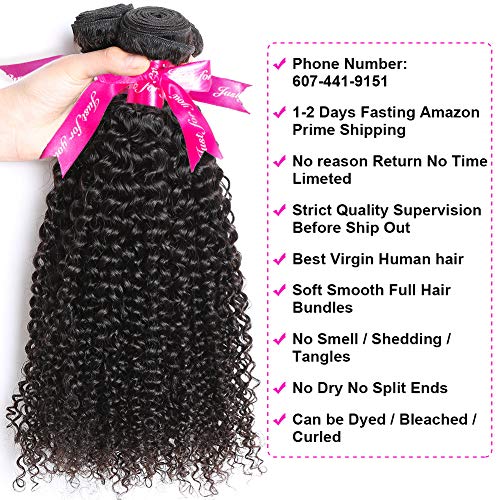 Flady 7A Brazilian Virgin Curly Hair 3 Bundles 100% Unprocessed Brazilian Curly Weave Human Hair Extensions Natural Black Color (22 24 26Inches) #TOP2