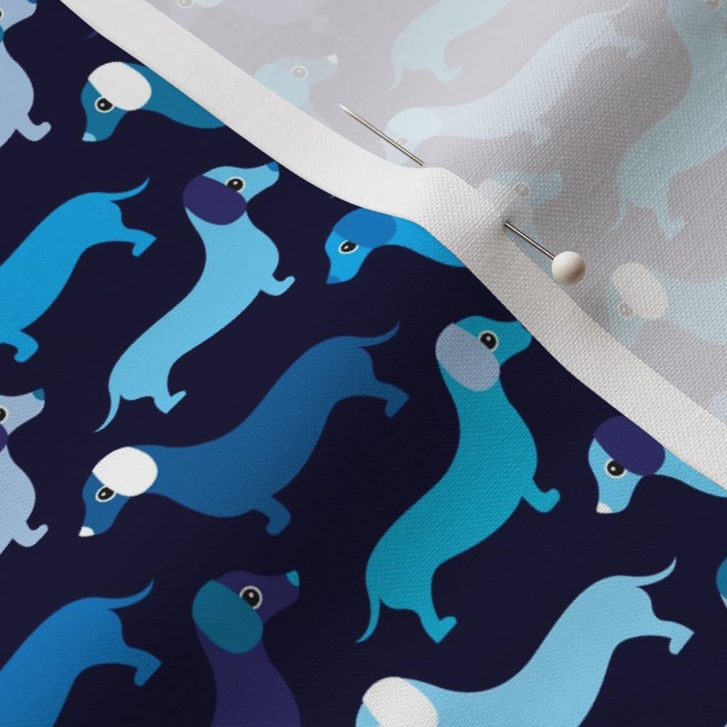 Spoonflower Fabric - Blue Boy Dog Dachshund Illustration Pattern Nursery Puppy Winter Pets Printed on Petal Signature Cotton Fabric by The Yard - Sewing Quilting Apparel Crafts Decor