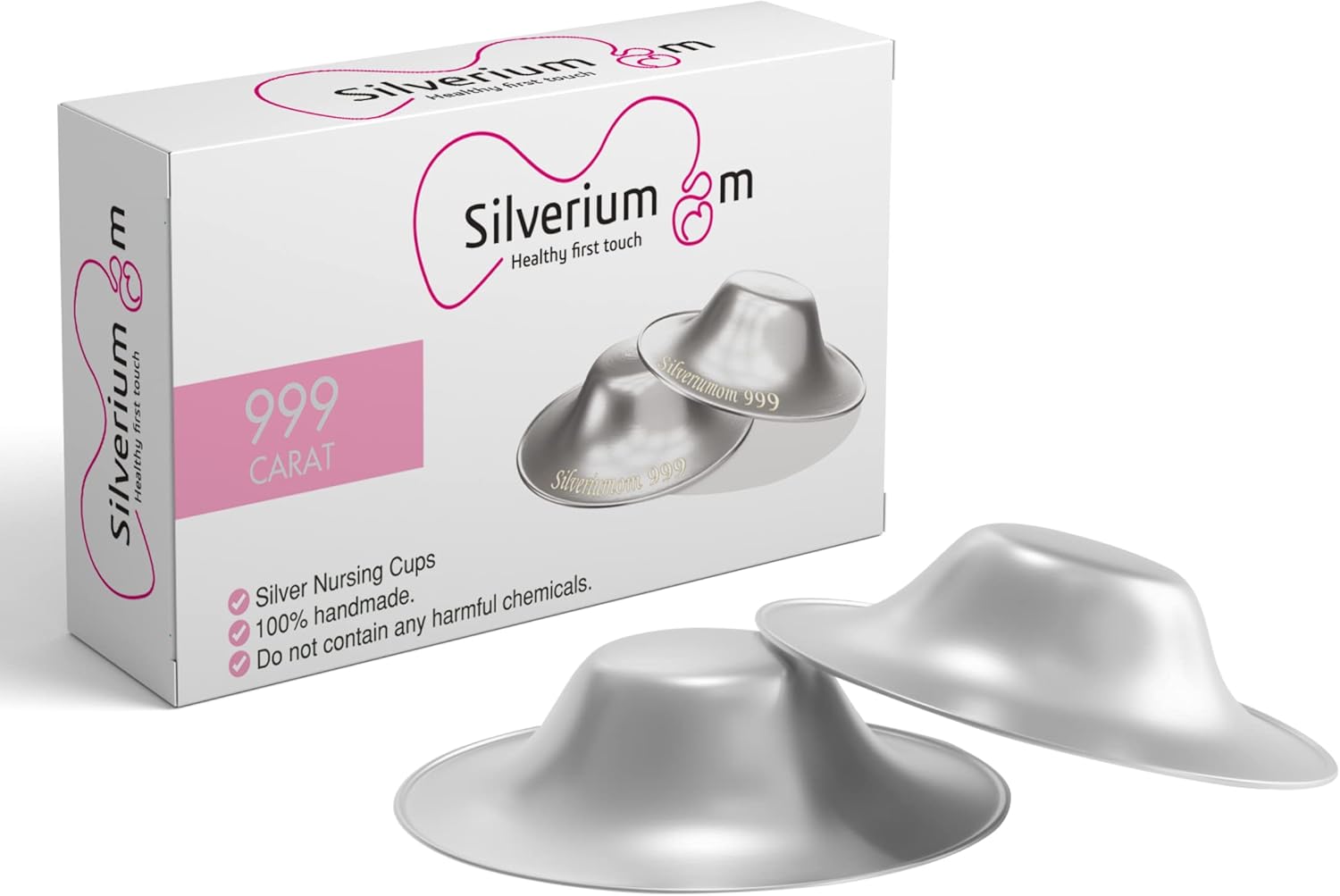 Silveriumom Pure Silver Nursing Cups - 999 Silver Nipple Shields For Breastfeeding