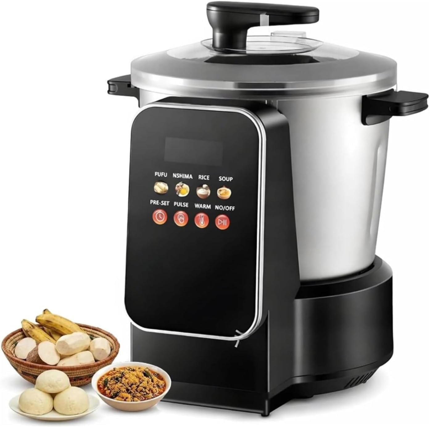 Procesador De Ñame Automático, Robot De Cocina Multifuncional | 900W, Capacidad 6L, 3 Velocidades Regulables, Fácil Limpieza, Para Fufu, Amala, Banku, Para 6-8 Personas