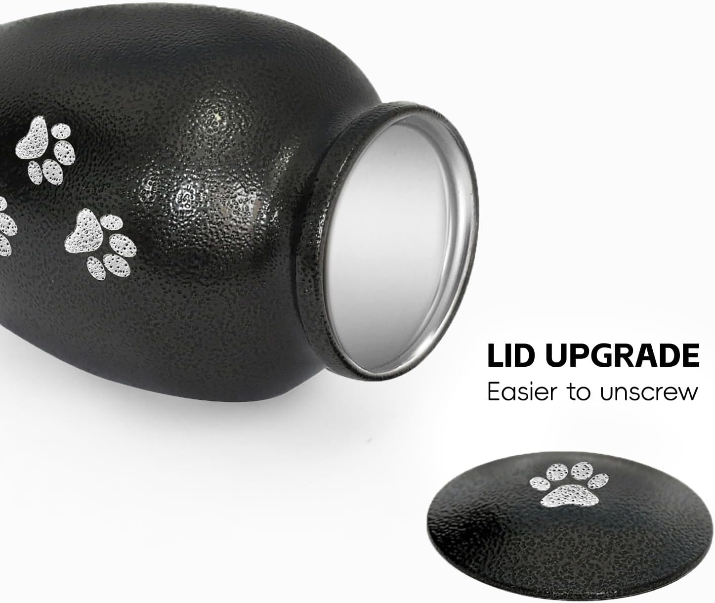 PCS Pet Cremation Urns for Dogs Ashes, Black Printed Pet Urn, Dog Urn with Paw Print, Cat Metal Urn-Small