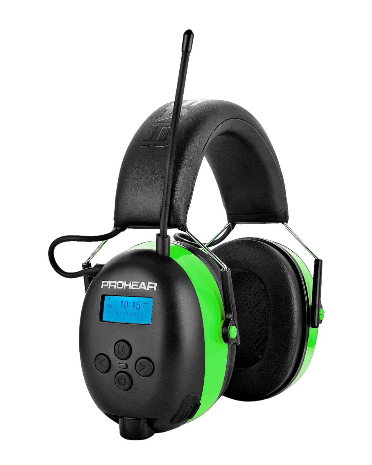PROHEAR 033A (mejorado) Protección auditiva con radio DAB +/Bluetooth/FM, auriculares con radio con micrófono integrado y reducción de ruido, SNR 31dB con para cortar y taller, tala - verde