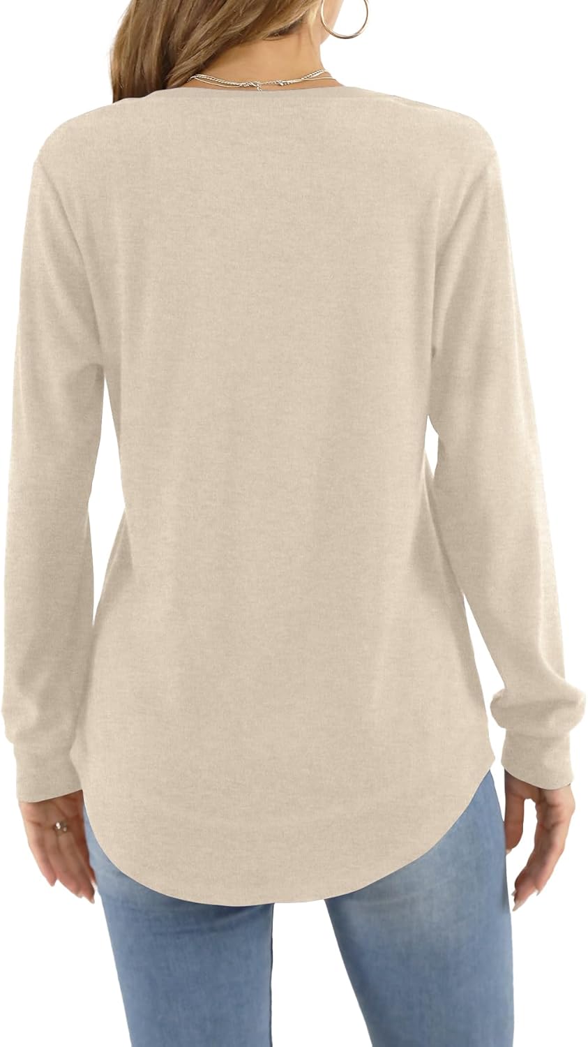 Womens Long Sleeve T Shirts Casual Tops Dressy Fashion Blouses Tunics for Leggings - Image 3