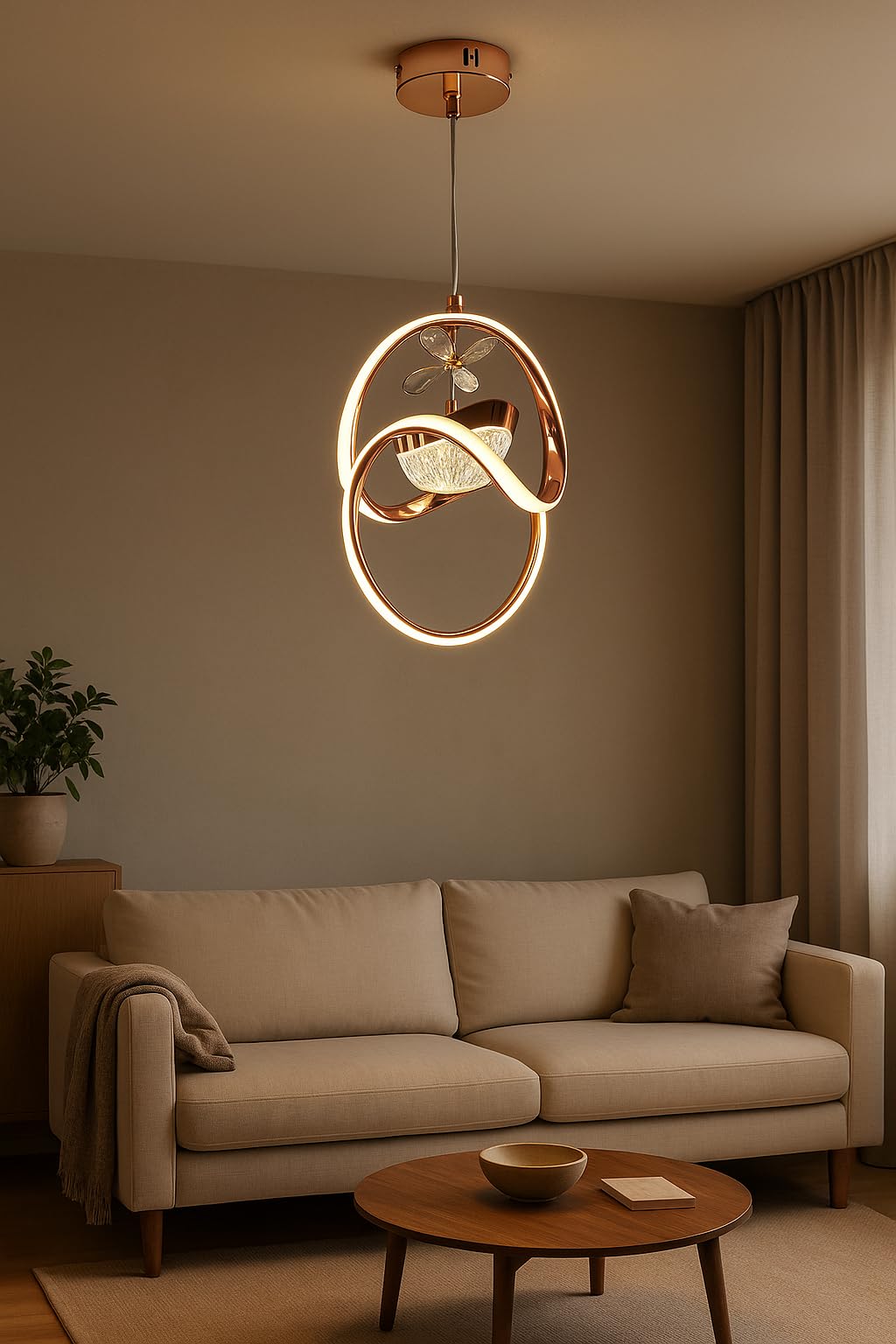 TRIPPING Profile LED 3-in-1 Rose Gold Ceiling Pendant Lamp – Adjustable Warm, Cool & Natural Light Decorative Hanging Light for Living Room, Dining, and Bedroom-image-22