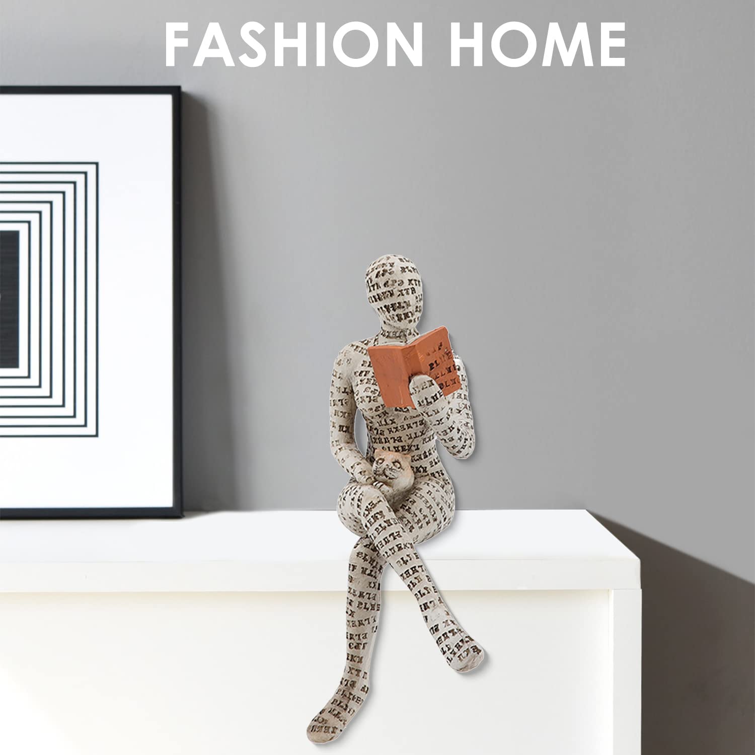 Reading Woman Figurine,Figure Sculpture,Sculpted Hand Painted Figure,Simple Figure Ornament Personalized Desktop Decorative Crafts,Bookshelf Ornaments for Home (B) - Image 4