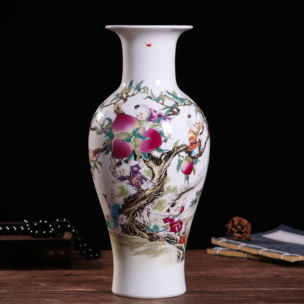 asdchZen Peony Bush Blue And White Bone China Flower Vase, Chinese Bottle Shaped Chinoiserie Blue And White Porcelain Vase Jingdezhen Retro Vase Decoration,14#