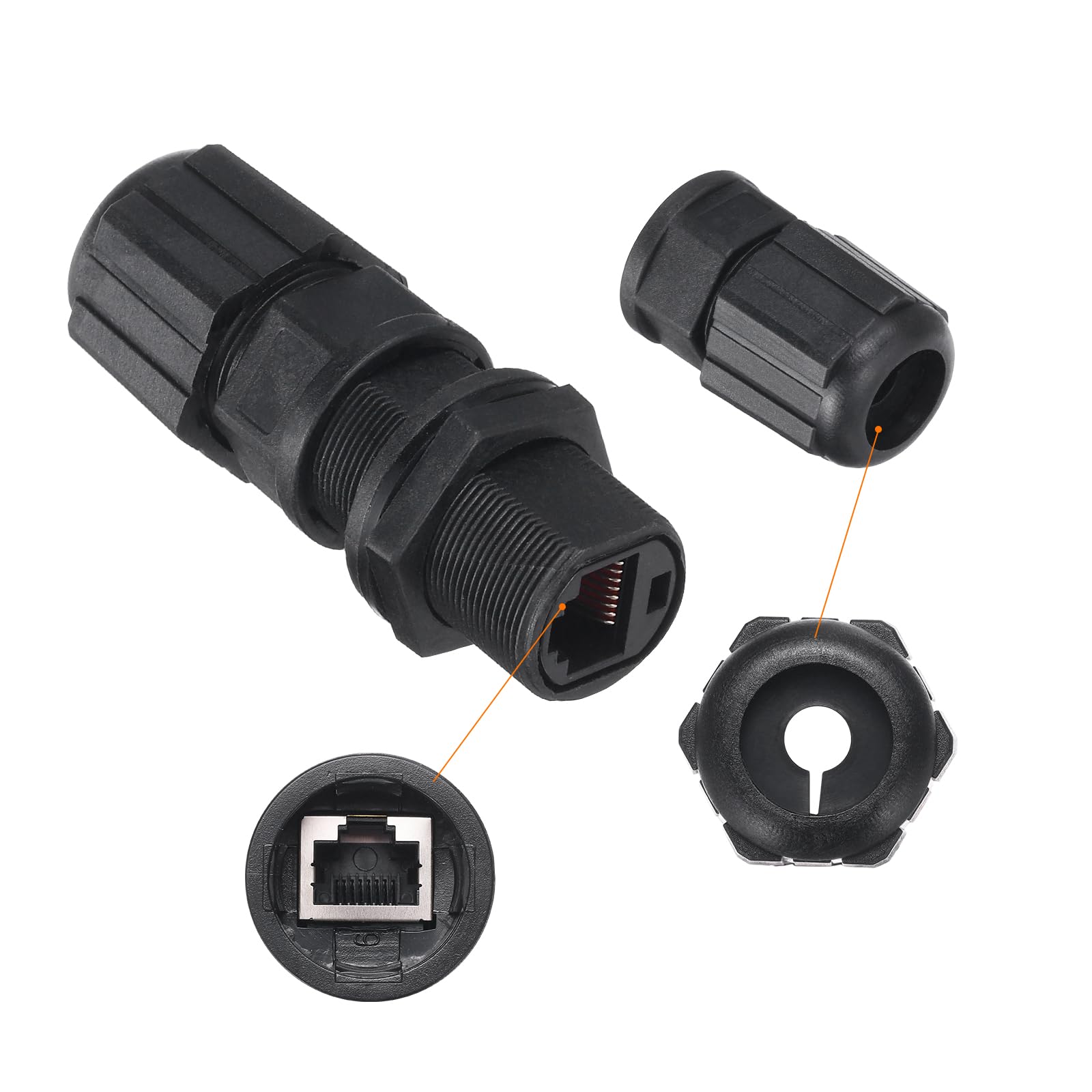 QUARKZMAN Coupleur RJ45 Etanche, Double Tête Femelle À Femelle Blindé IP67 Pour Câble Ethernet LAN Extérieur Pour Cat5e/Cat5, Lot De 10