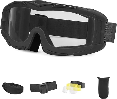 KEMIMOTO Gafas tácticas de Airsoft con antivaho y 3 lentes intercambiables