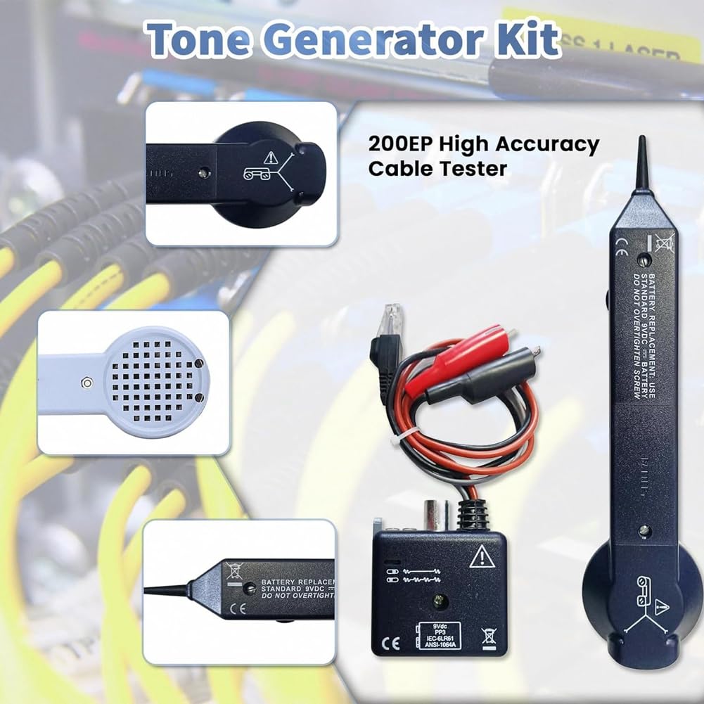 ISTOVO Tongenerator-Kit, Leitungssucher, Stromkreistester, 200EP Hochpräziser Kabeltester, Ton- und Sonden-Kit, Leitungsfinder, Langlebig