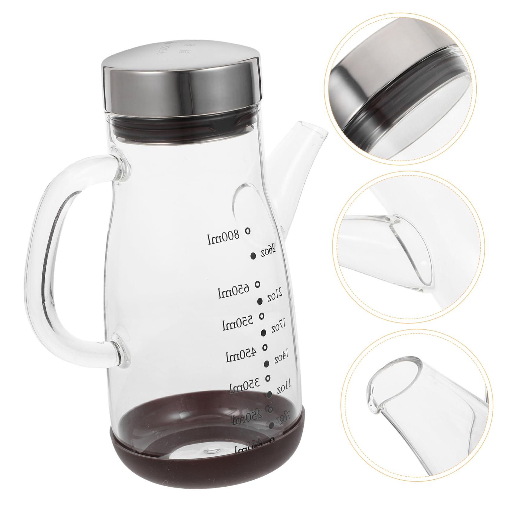 VALICLUD Große Ölflasche aus Glas mit Ausgießer Füllstandsmarkierung und Rutschfestem Boden für Öl und Essig in Küche