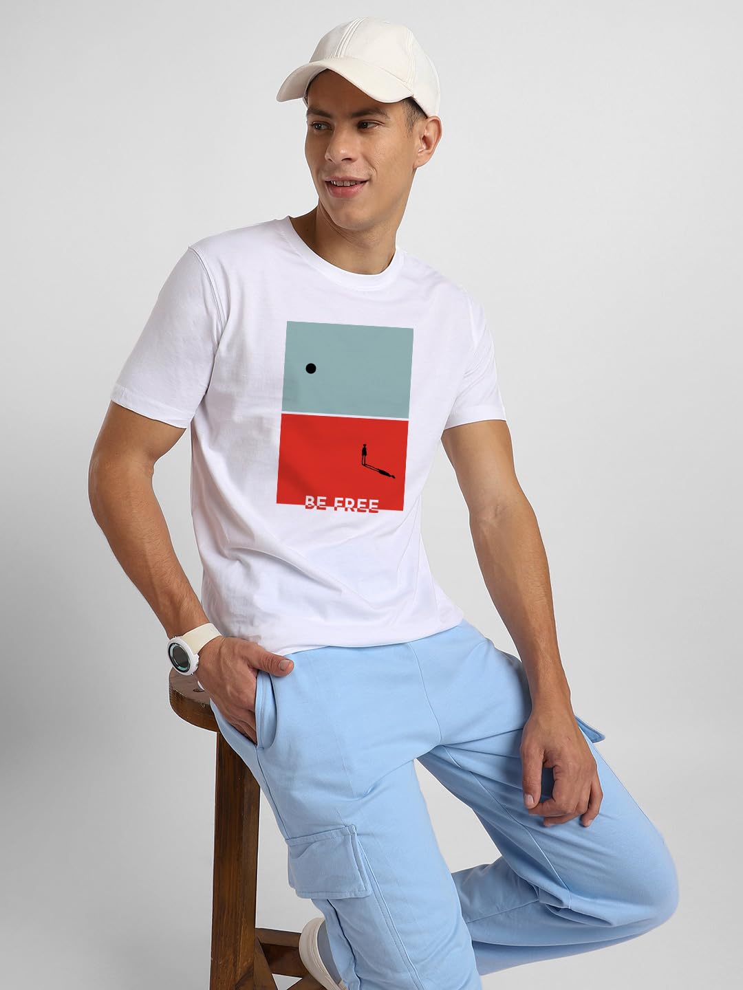 NOBERO Combo de camiseta de algodón con estampado gráfico de ajuste regular para hombre (paquete de 2)