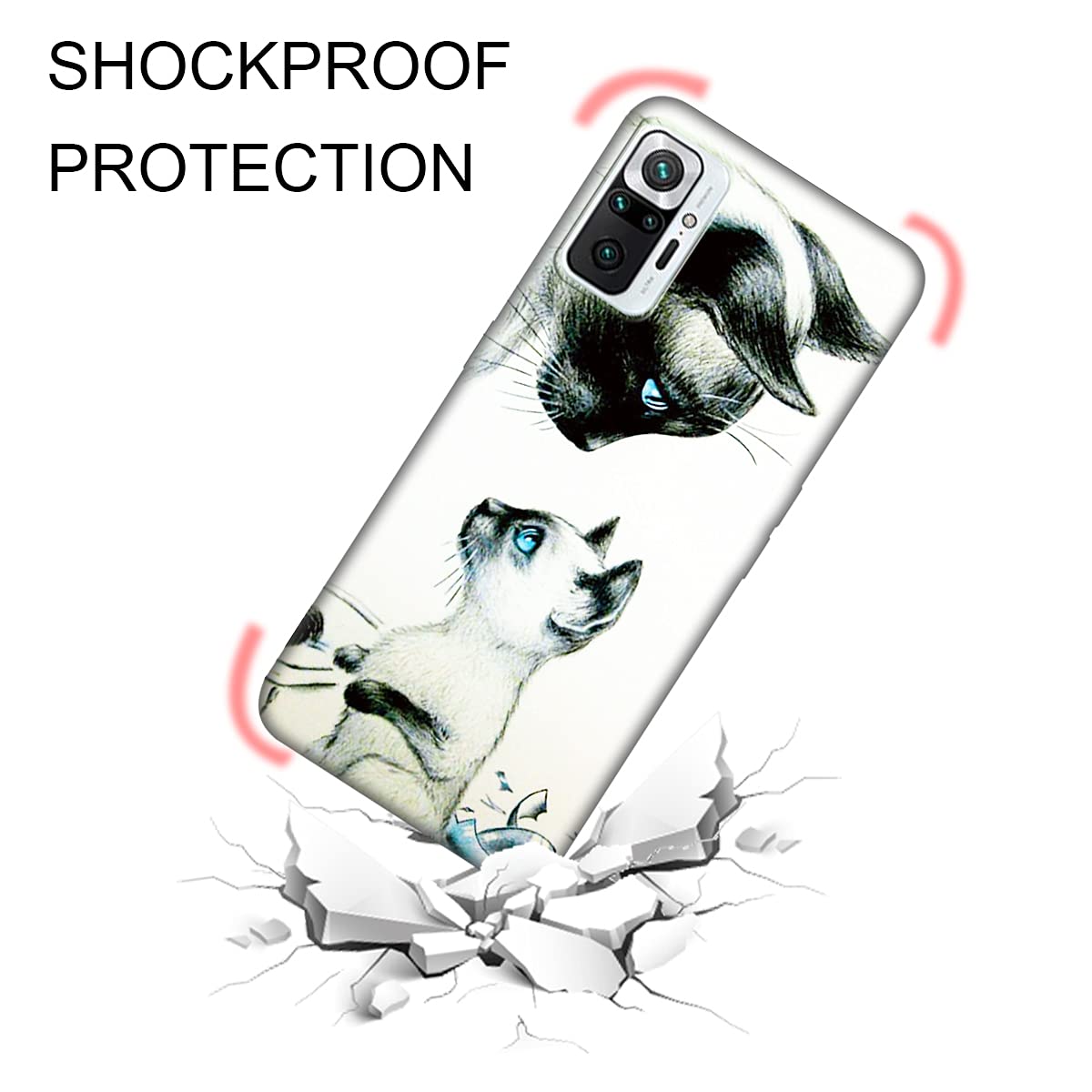 Tveinan 2 Pacchi Cover Xiaomi Redmi Note 10 5G / Poco M3 Pro 5G, Silicone Morbido Sottile Phone Case Nero Disegni Custodia Antiurto Slim TPU Protettiva per Ragazze Donna - Gatto Cane