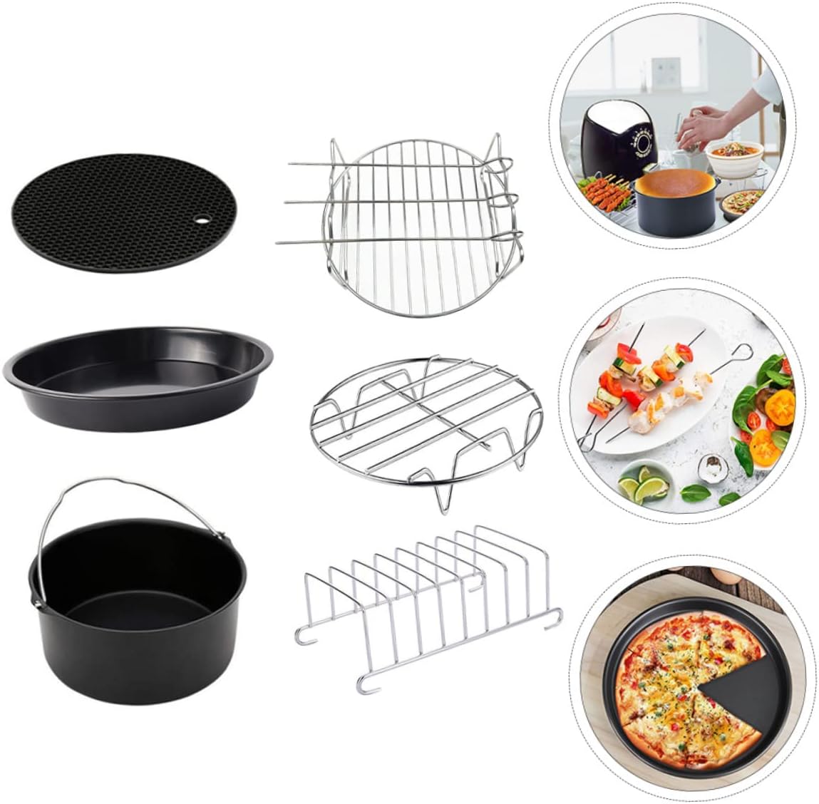 6pcs Air Fryer Baking Dish Pan Set Cooking Accessories for Pies Cakes and Roasting Versatile Kitchen Tools for Induction and Conventional Ovens