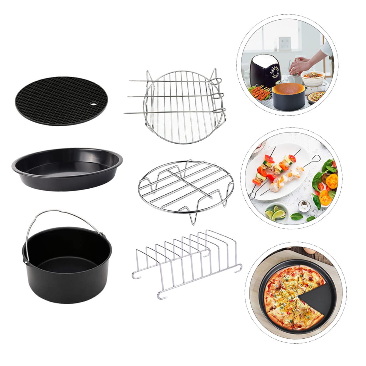GLEAVI Ensemble de Cuisson Compatibles Lave-vaisselle en Acier Inoxydable 6 Pièces Accessoires de Pâtisserie Robustes pour Four à Air pour Cuisson et Pâtisserie