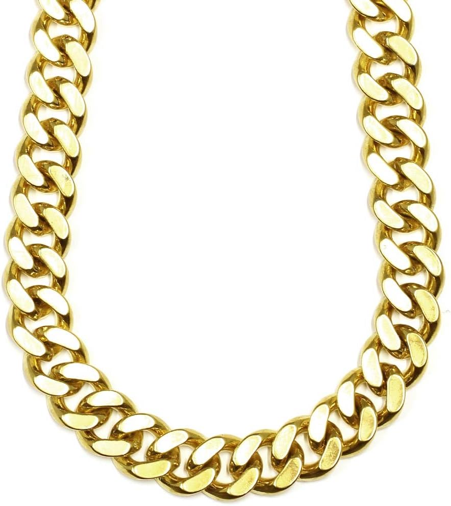 Men's 24k Yellow Gold Plated Cuban XL Miami Chain 18mm 38 Inch - Solid & Heavy - 500g