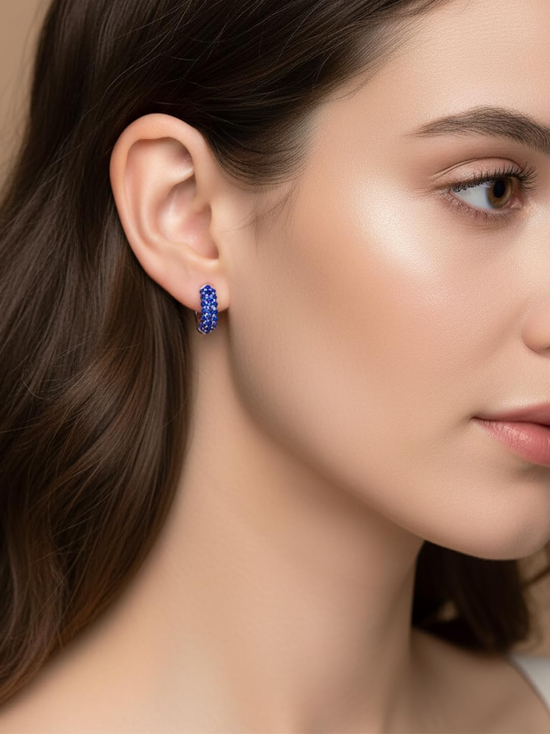 Moissanite/Sapphire/Emerald/Ruby Small Chunky Hoop Earrings for Women Men, Solid 925 Sterling Silver, Spike Novelty Setting 15mm Huggie Hoops, Valentine Anniversary Mother's Day Gifts - Image 2