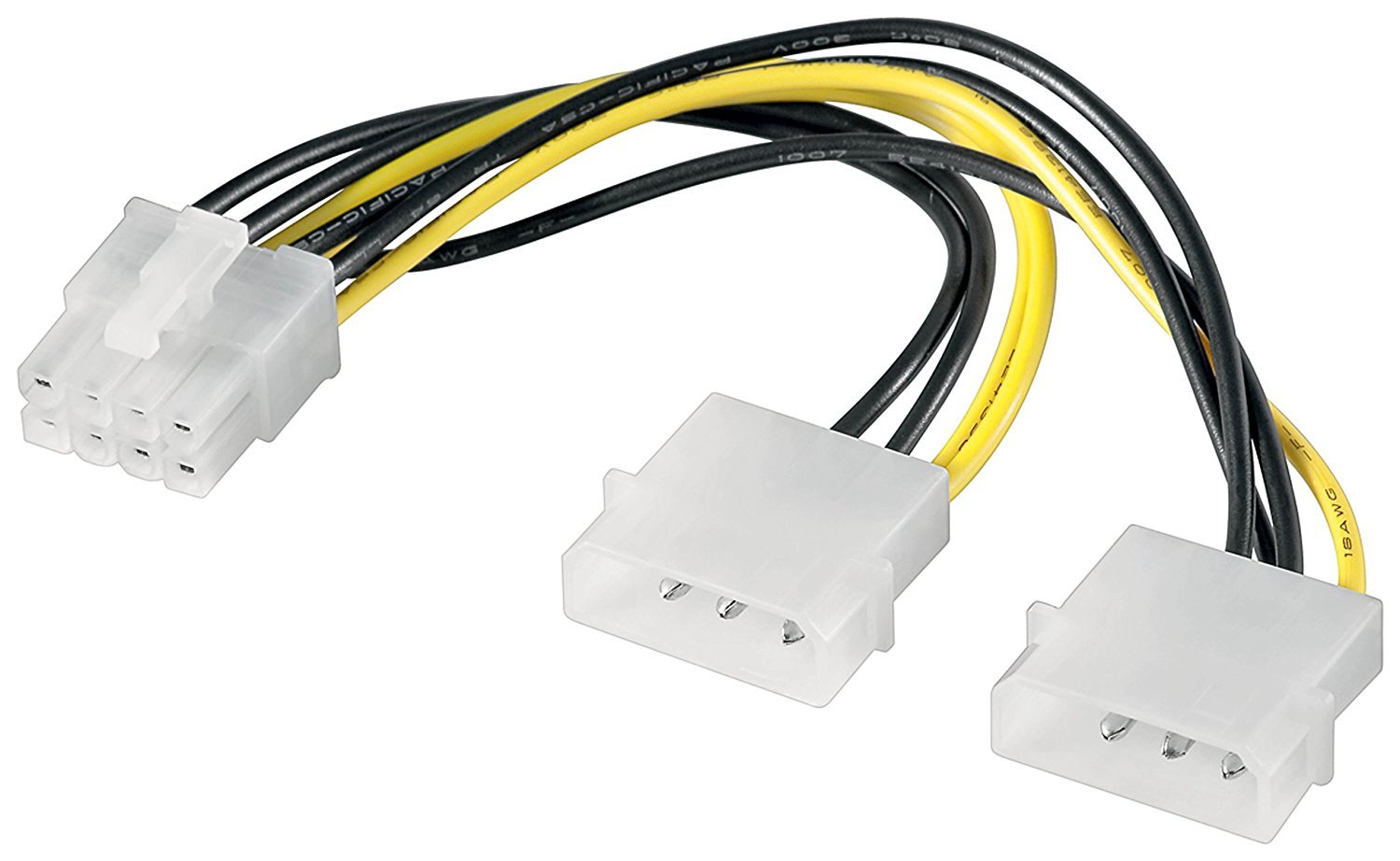 Goobay 95115 – Cavo Y SATA Alimentatore PC, 1 Maschio A 2 Femmina 90°, 0,2 M, Per HDD, SSD E DVD