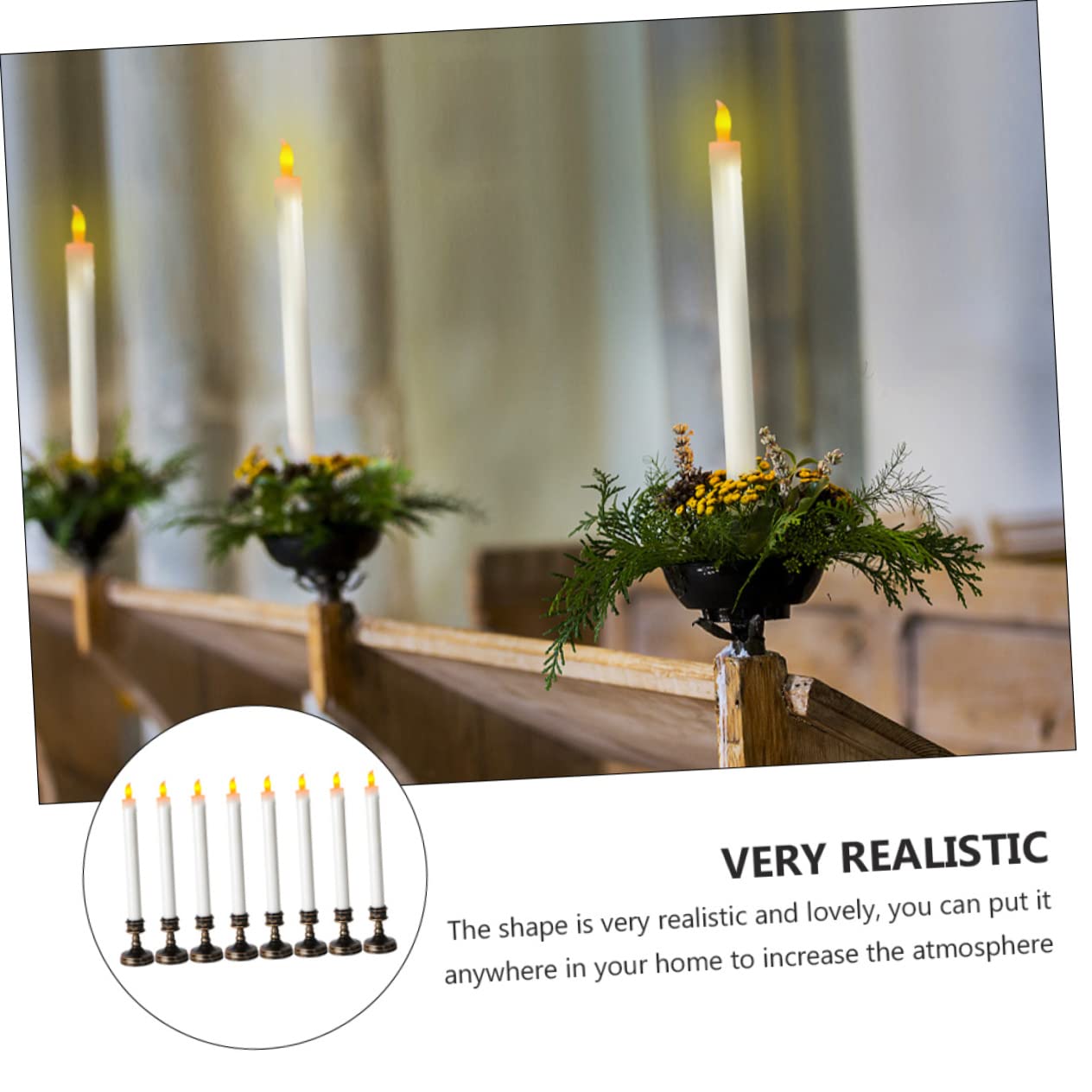 Artibetter Candele LED Elettriche Realistiche Bianche 8 Pezzi per Chiesa
