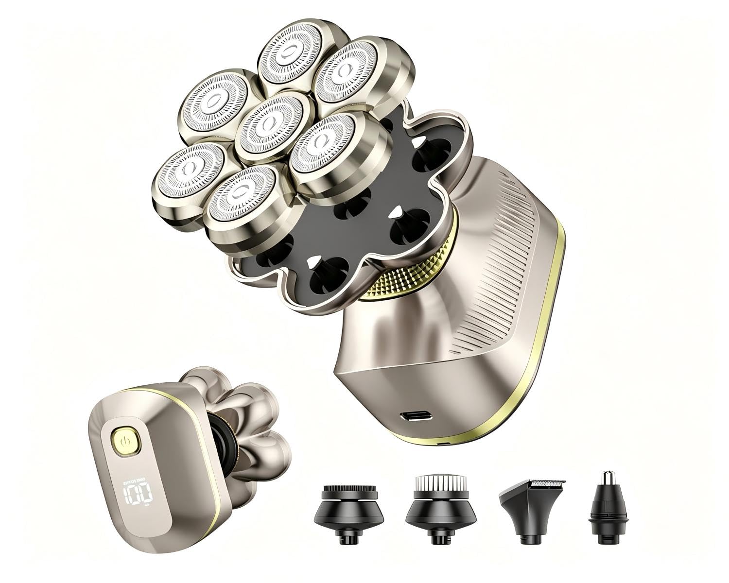 Head Shavers, IPX7 Washable, LED Daily-Light Champagne Gold Tepotz-light Champagne Gold
