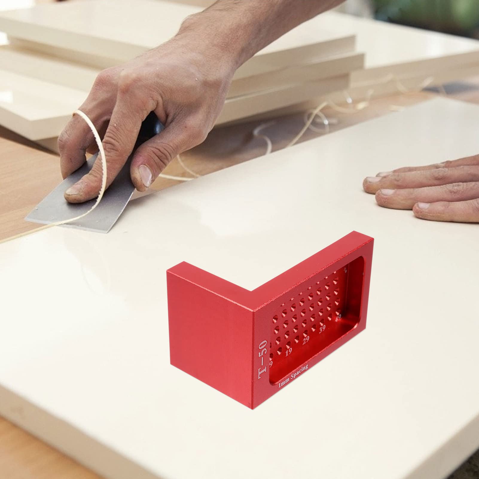 jojofuny 2pezzi Righello Per Marcatura Strumento Di Misurazione Per Falegname Rosso Utensile Di Precisione Per Progetti Di Falegnameria e Posizionamento