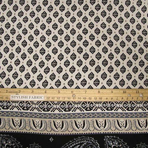 Black Neutral Paisley Printed on Bubble Chiffon Fabric