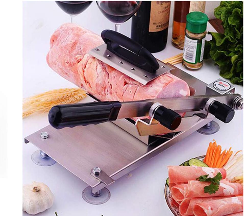 Manual Frozen Meat Slicer Stainless Steel Blade Frozen Beef Mutton Roll Meat Food Slicer Vegetable Sheet Slicing Machine Home Kitchen or Business Use