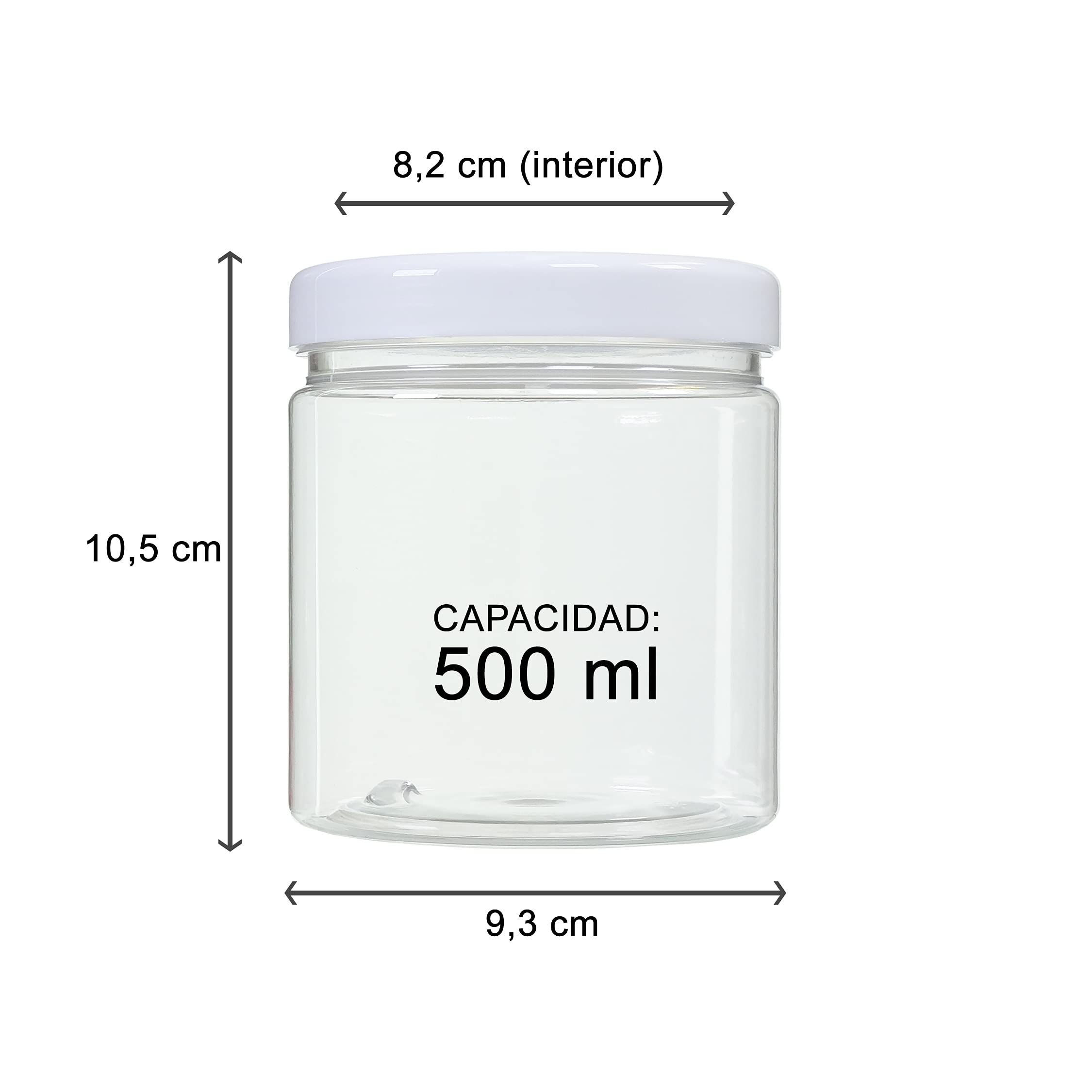 Botes Almacenamiento Plástico Boca Ancha Pack De 24 Tarros De Plástico Transparente 250 Ml Con Tapa - Sin BPA, Boca Ancha, Para Slime, Especias, Manualidades Tupper Plastico Desechable